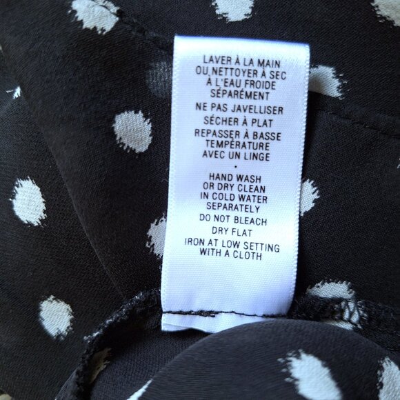 100% Silk Black and White Polkadot Sleeveless top with bow - Picture 11 of 15